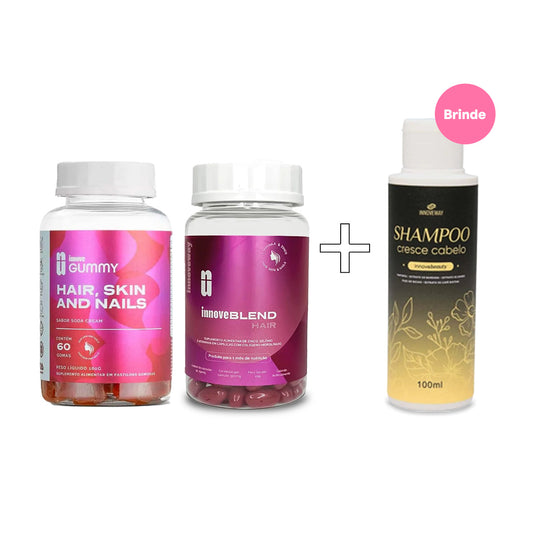 Kit Hair, Skin and Nails + Blend de Vitaminas para Cabelo + Shampoo