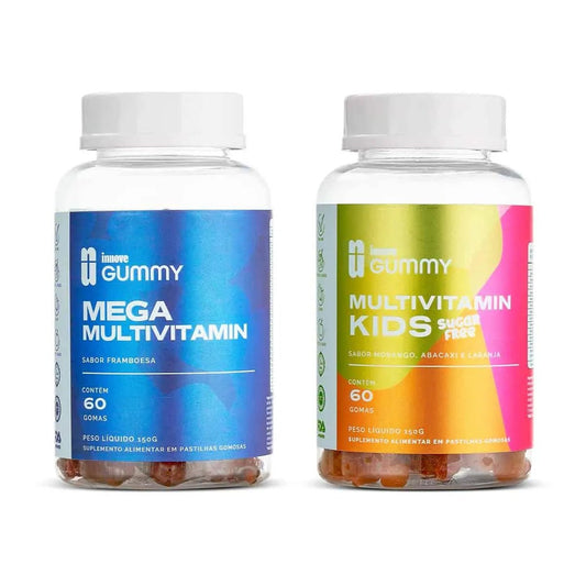 Combo Família Nutrida: 1 Mega Multivitamínico + 1 Multivitamínico Kids innoveway - innoveway